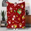 1pc Christmas Flannel Blanket Suitable for Home, Office & Travel - Lightweight Soft Plush Throw with Santa Claus, Gifts & Candy Cane Patterns, Red Bed