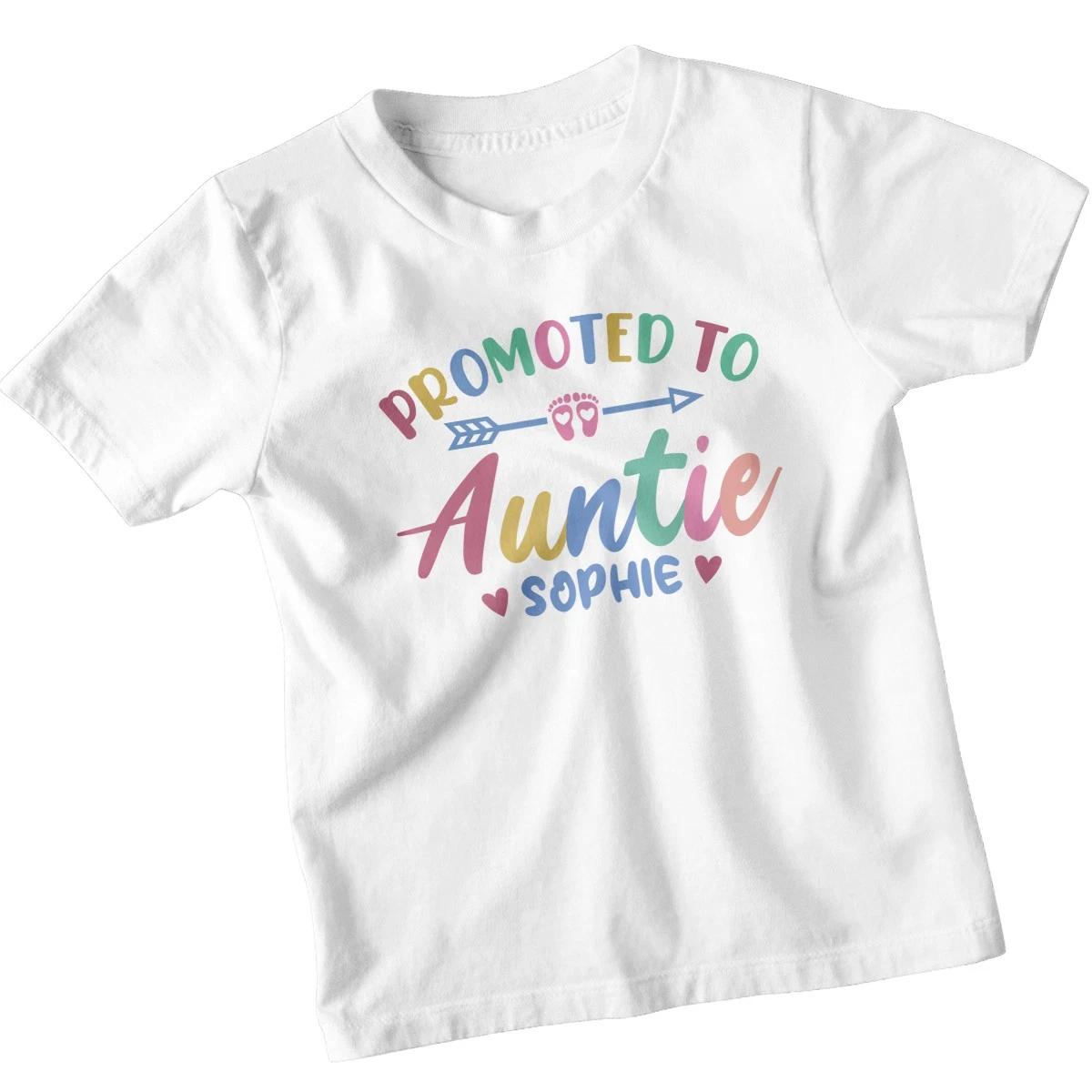 Персонализированная детская футболка «Повышена до тети Софи» Новая тетя Семейная кастомная футболка L