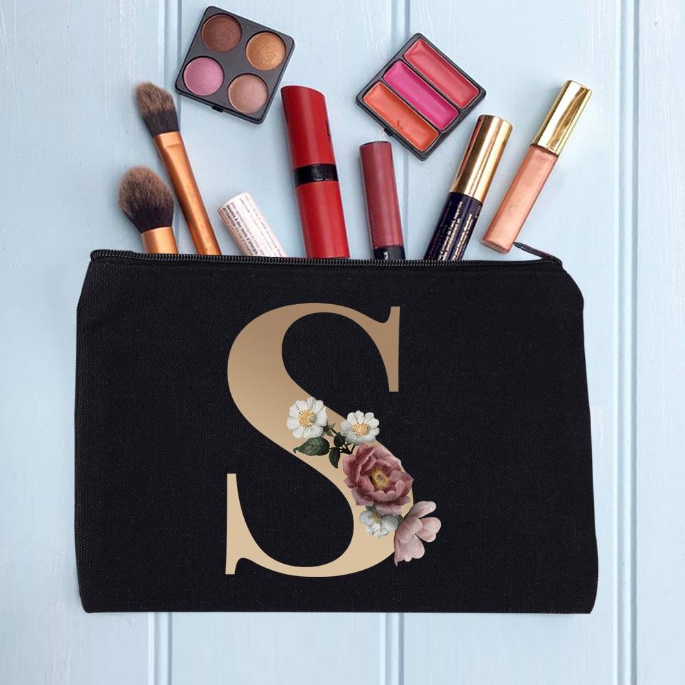 Damen Kosmetiktasche Make-up Tasche Weiblich Initialen Namensbuchstaben Muster Lippenstift Taschen Handtaschen Reißverschluss Federmäppchen für das Büro