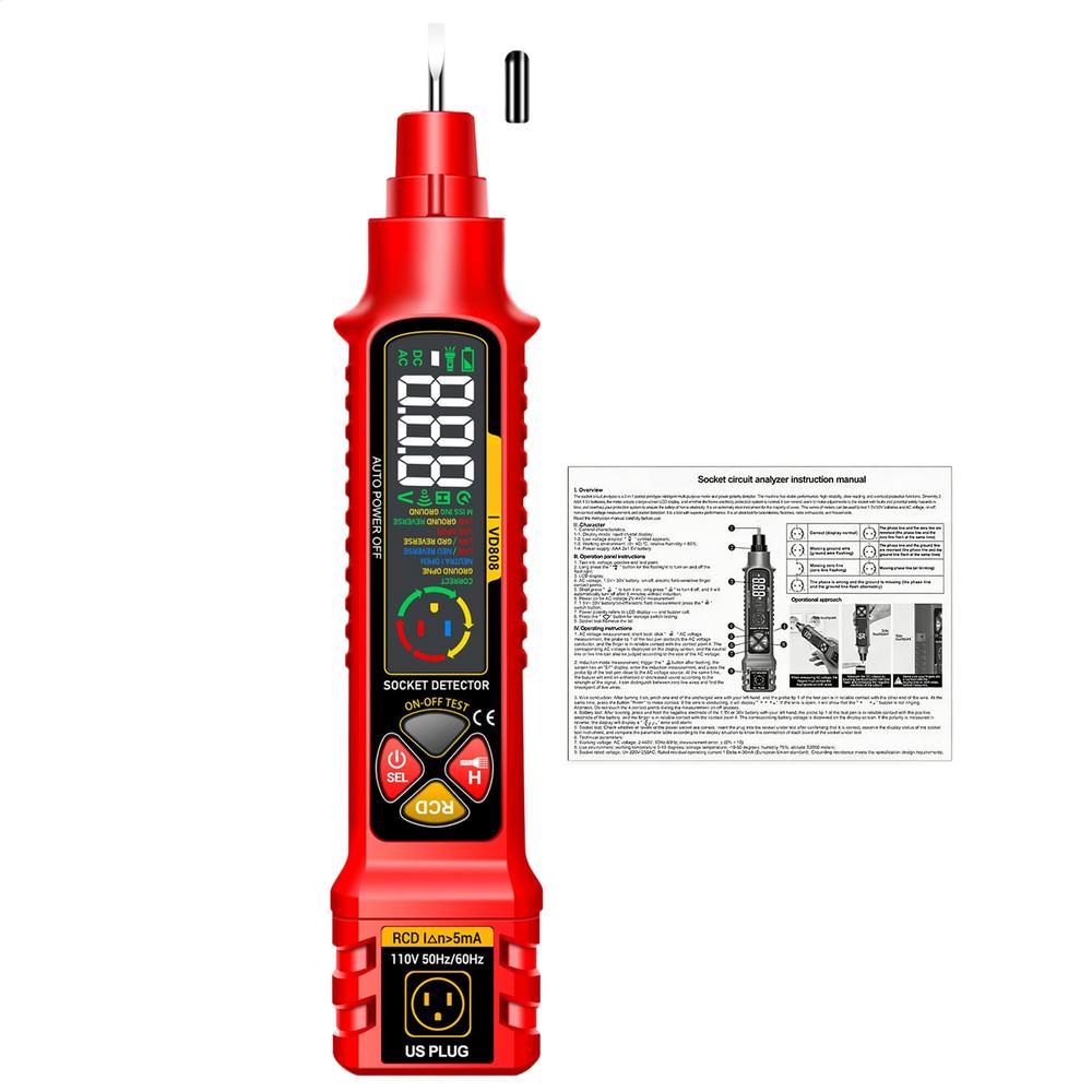 Circuit Tester Smart Outlet Checker with LED Display & Light 2-300V Rv Circuit Analyzer for Home Electric Power Rv Camper