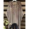 Damskie T-shirty Letnie Gradientowe Sequin Graficzne Topy Dekolt O-neck Damska Odzież Vintage Kwiatowy Nadruk Koszulki Luźne Oversize