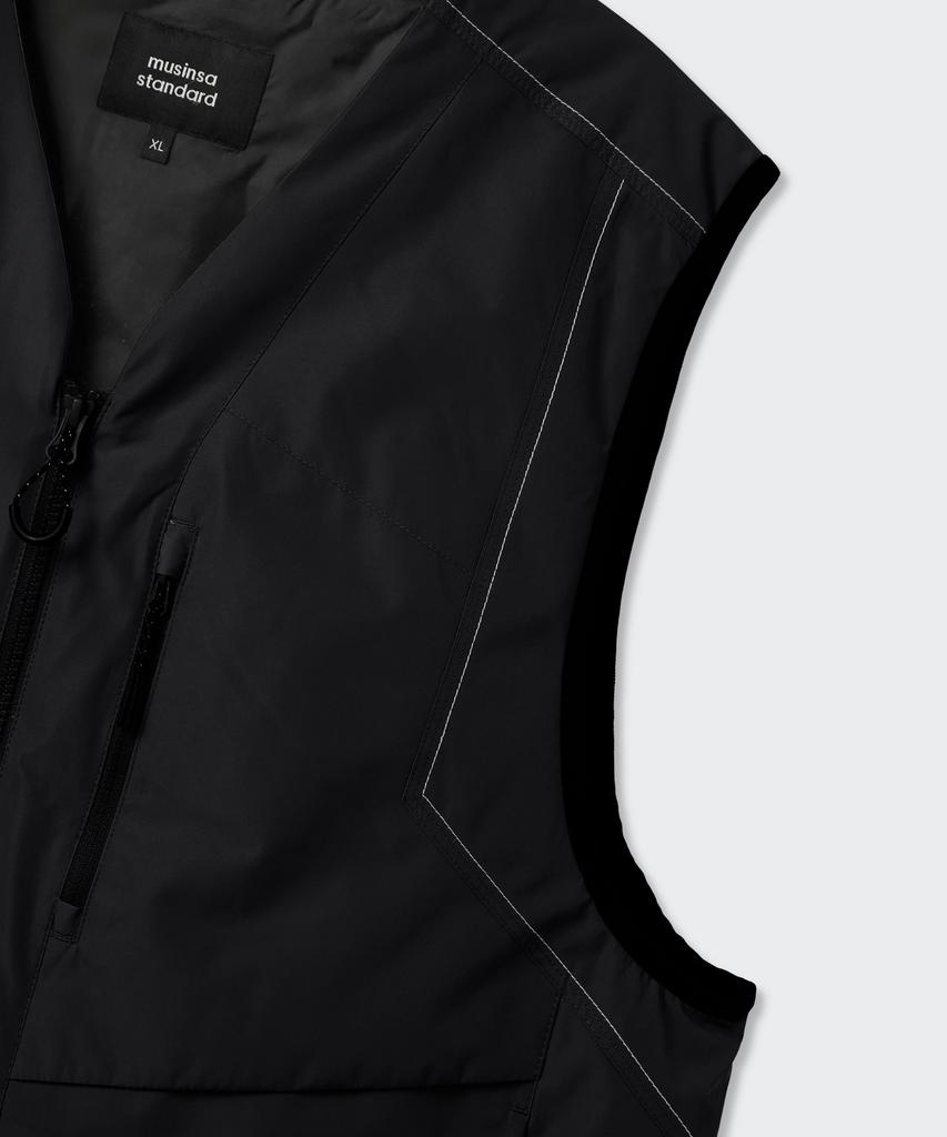 Musinsa Standard [City Leisure] Stitch V-Neck Padded Vest [Black]