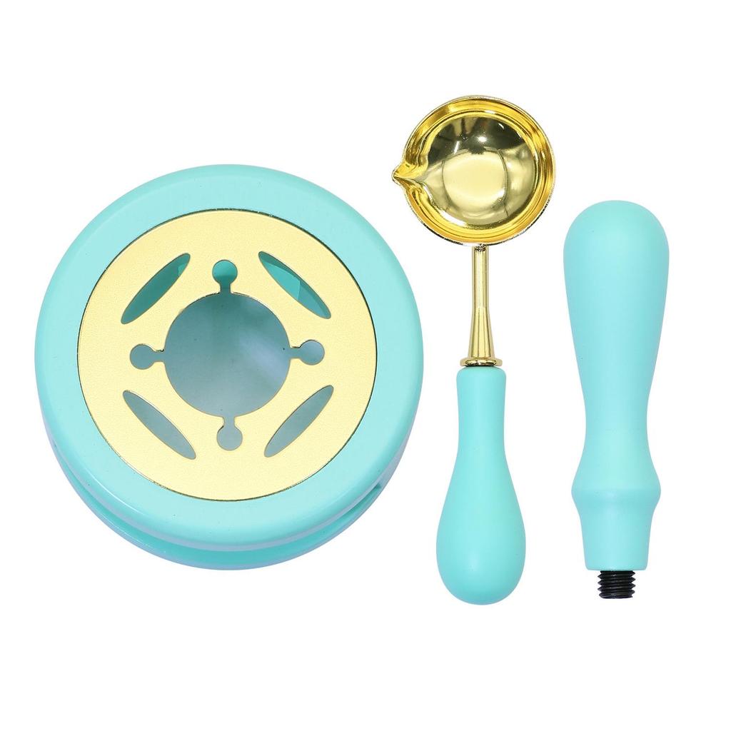 Wax Seal Melting Furnace Set with Handle & Spoon - Wooden Granule Furnace for Crafting