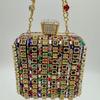 Handmade Diamond Encrusted Square Clutch Evening Bag Small Size Portable Sparkling Polyester Fiber Dinner Bag for Women
