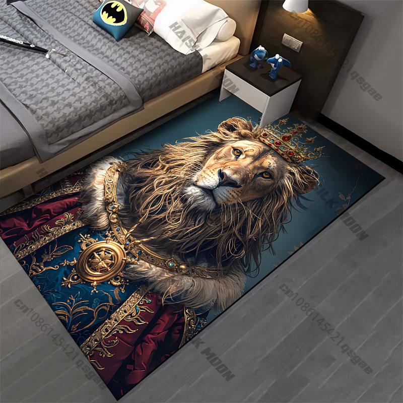 Regal lion in royal attire carpet Yoga living room room decor children's crawling mat doormat area rug games mat