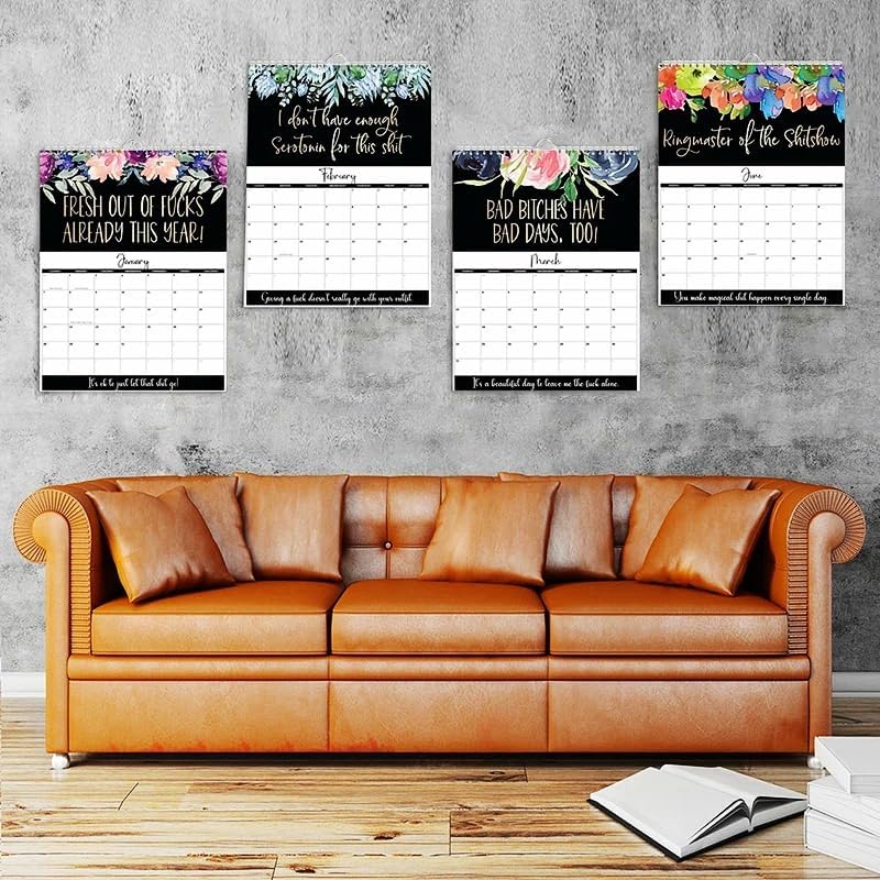 2026 Fu-ck It Calendar For Tired-Ass Women New Time Planning With Coil Wall Calendar Paper Hanging Calendar Indoor New Year's Gifts (BLACK A)