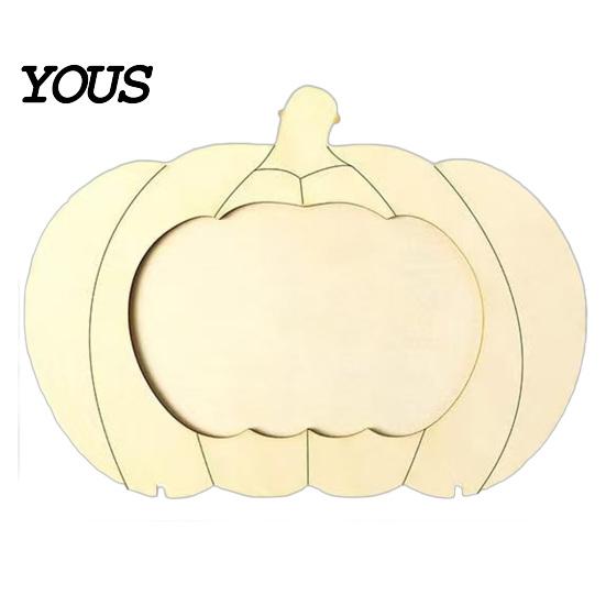 Thanksgiving Table Decoration Wooden Pumpkin Photo Frame, Halloween DIY Paintable Craft for Kids, Blank Handmade Holder Wood Picture Holder,
