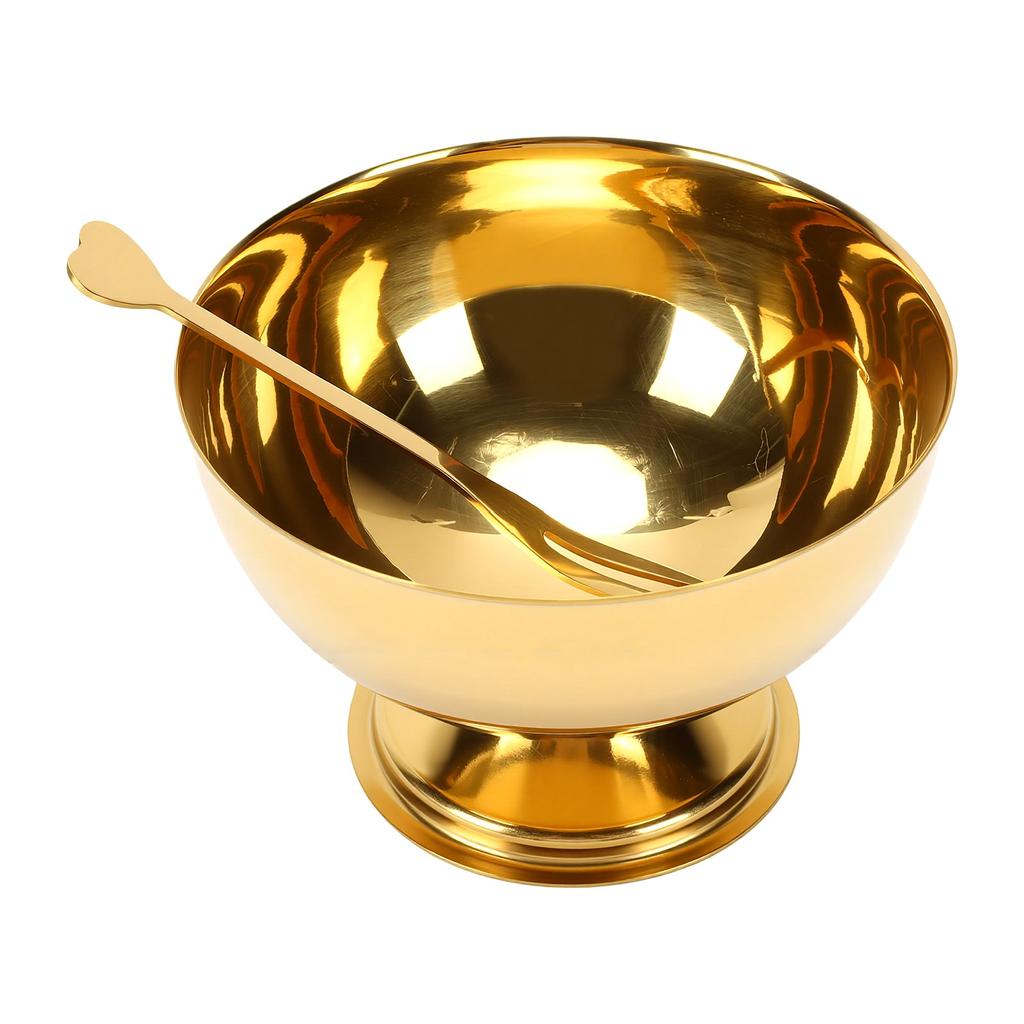Stainless Steel Ice Cream Cup Dessert Bowl with Fork for Fruit Ice Cream Pudding Sauce Medium