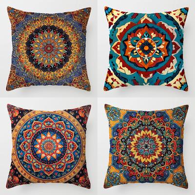 Home Decor Colorful Mandala Patterned Digital Print Pillowcases Pattern Cushion Cover Suitable For Sofa Bedroom Car Pillow Cover