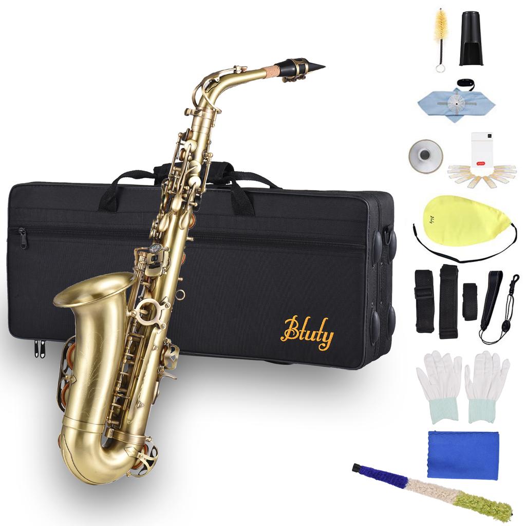 Btuty High Grade Antique Finish Bend Eb E-flat Alto Saxophone Sax Abalone Shell Key Carve Pattern