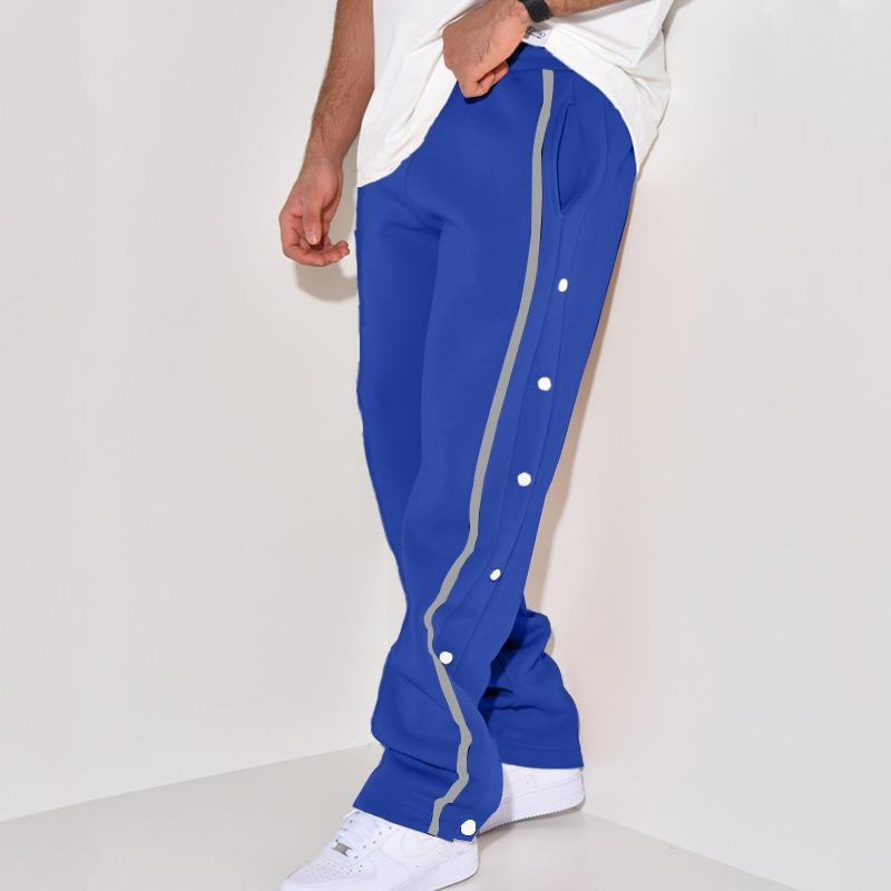 Men's Loose Fit Straight Button Athletic Pants Solid Color Long Pants Casual Pants