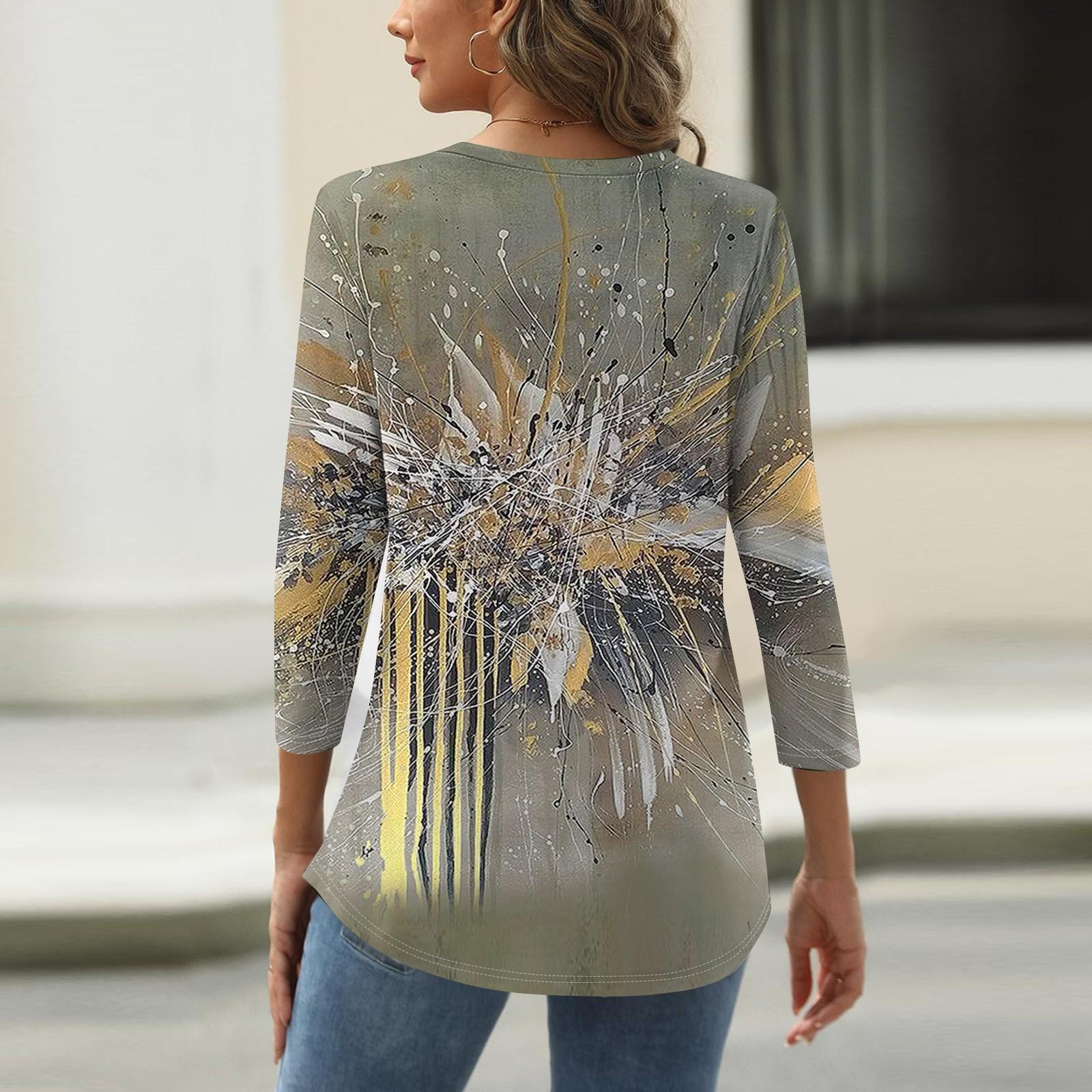 

Круглый вырез с 3D-принтом, модные и повседневные женские футболки с длинными рукавами M