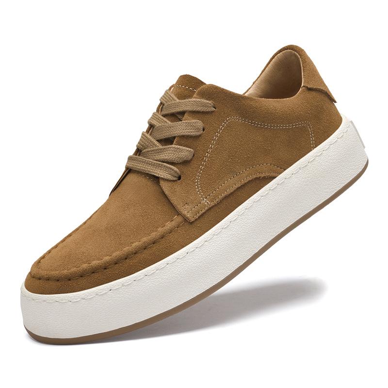 Chaussures pour hommes automne respirantes bout rond à lacets chaussures blanches daim polyvalentes semelle épaisse chaussures tendance marque chaussures décontractées quotidiennes