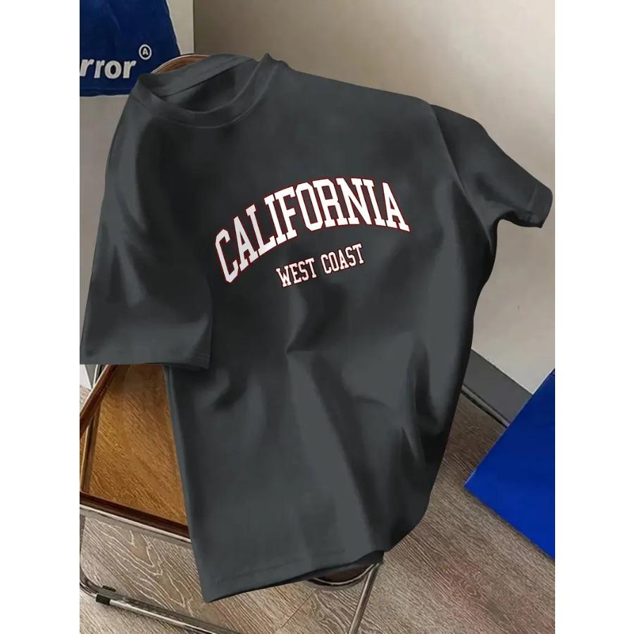 Men's Letter Printed Sports and Leisure Versatile Short Sleeve T-shirt