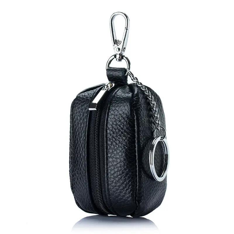 

ISKYBOB Женская сумка для ключей из натуральной кожи, кошелек для монет с кольцом для ключей, мягкая сумка для ключей, универсальная сумка класса люкс, маленький подарок на Рождество 2024 года чёрный