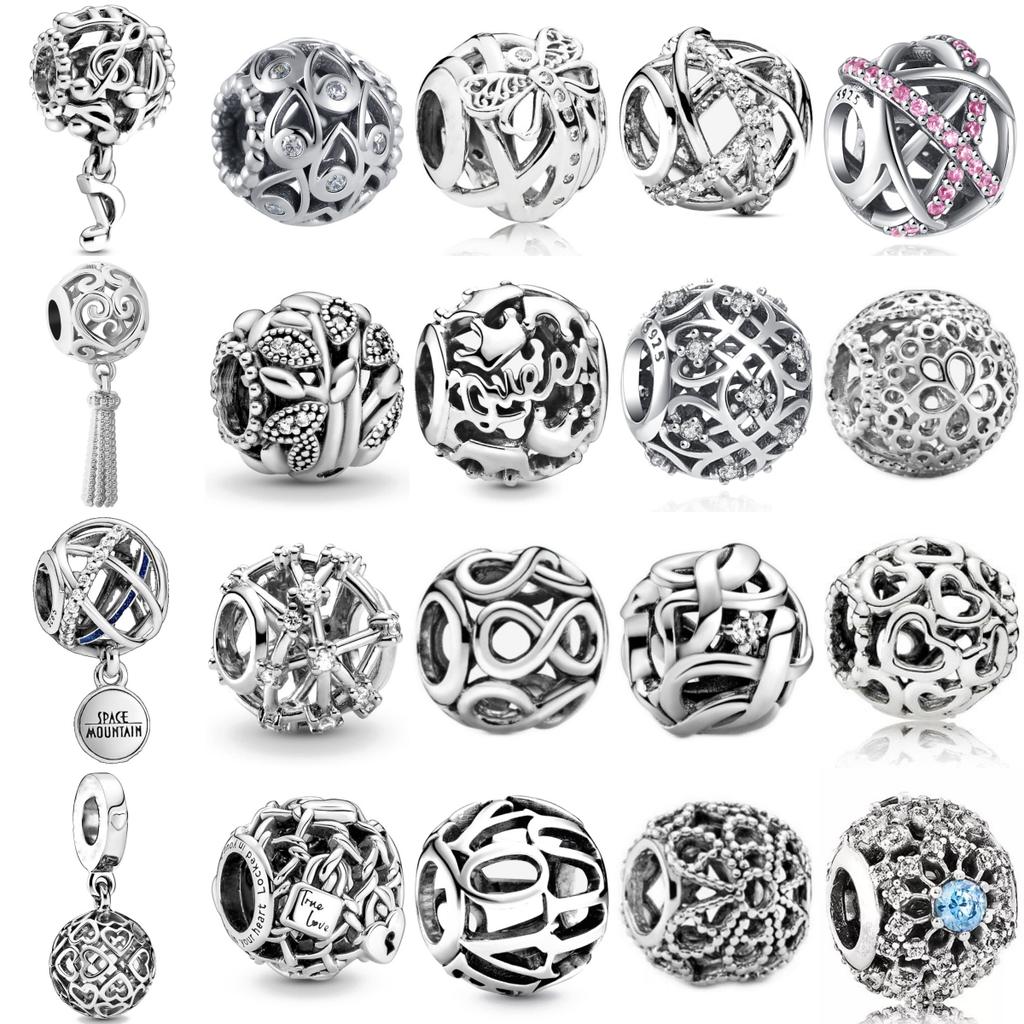 New Fashionable Copper Hollowed-Out Carving Beading Pendant Charm Fit Genuine Charms Fashion Bracelet Necklace Women Jewelry Gift