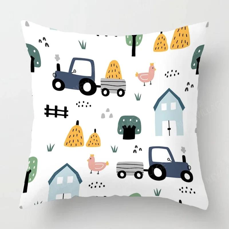 Cute Childlike Suitable for Children Type Square Cushion Cover Polyester Sofa Bedroom Living Room Pillowcase Decoration