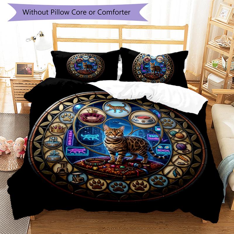 Daemon Core Glass Pattern Bedding,Quilt Set Quilt Cover Pillowcase Home Birthday Gift (1 * Duvet Cover + 2 * Pillowcase, Without Core)