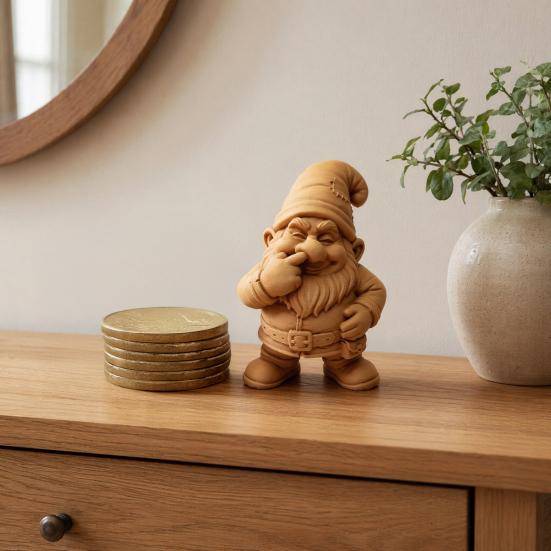 3D Printed Gnome Figurine, Nose Picking Cartoon Gnome Statue, DIY Coloring Painting Dwarf Sculpture for Home Office Desk Decor