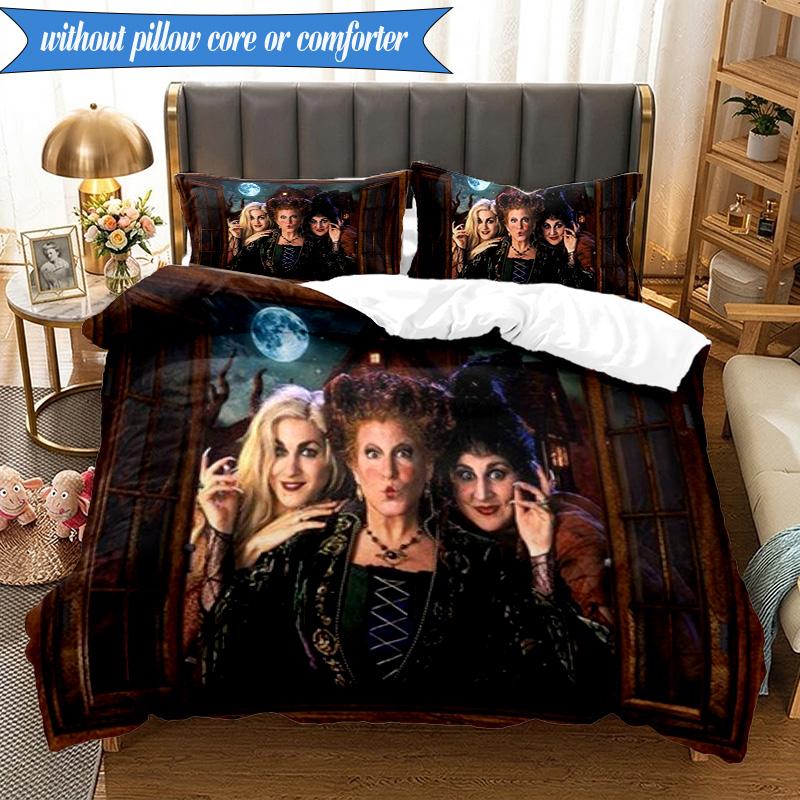 Halloween witch 3pcs K-pop music group Bedding set,Ideal for Bedroom, Dormitory,Including Duvet Cover And 2pcs Pillowcases,Fan gifts