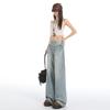 American retro street style hot girl jeans for women, new spring/summer design, high-waisted, drapey, loose, wide-leg, floor-length pants