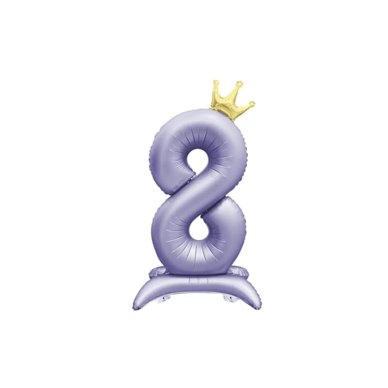 Shallow Purple Number Balloons with Crowns, Approx. 43.5 Inches (110cm), Perfect for Birthdays, Weddings, Parties, and Anniversaries (Purple, 8)