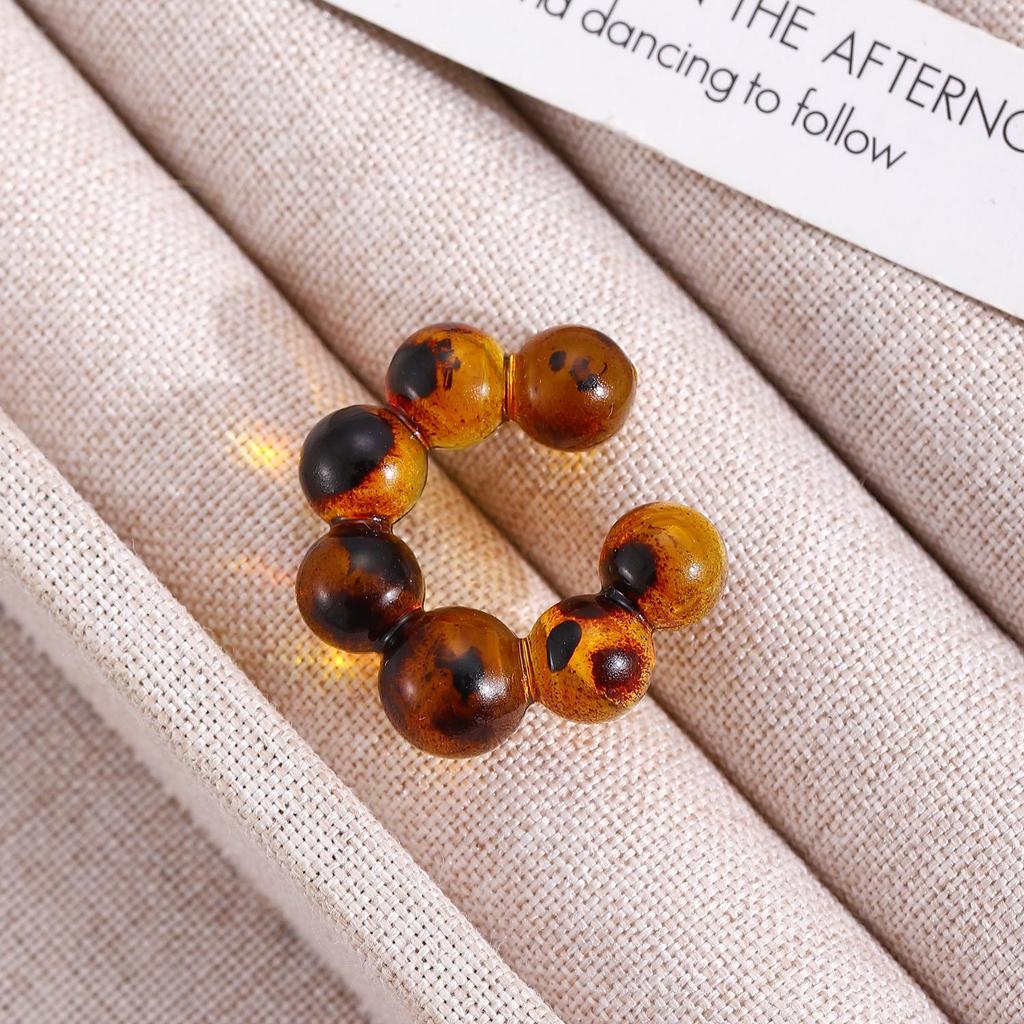 Retro European & American CCB Earring Set: Women's Creative Temperament C-shaped & Leopard Print Earrings