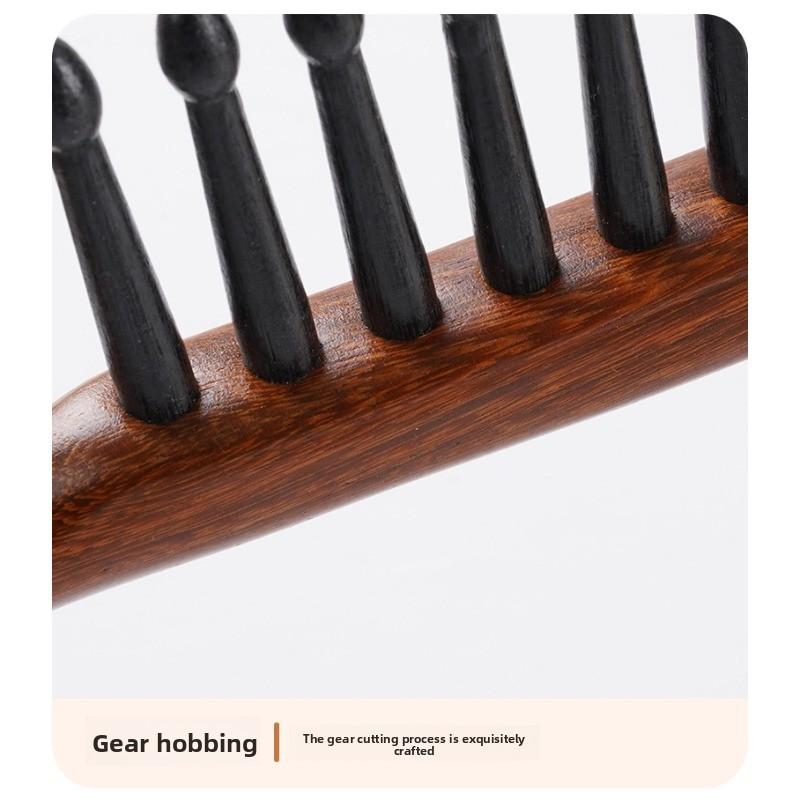Meier Sandalwood toothed comb, thickened round handle scalp massage hair smoothing comb, air bag comb