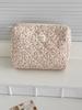 Corduroy Floral Print Makeup Bag, Cosmetic Pouch Clutch for Women, Travel Toiletry