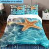 Ocean Starfish Shells 3pcs Bedding,Including 1pc Duvet Cover And 2pcs Pillowcases Perfect for Christmas,Ideal for Bedroom, Dormitory