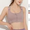 Plus Size Adjustable Velcro Sports Bra - Women's Shockproof Fitness with YKK Front Zipper