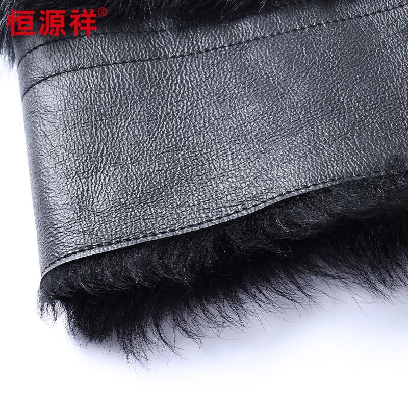 Hengyuanxiang Men's Real Leather Jacket with Sheep Wool Lining