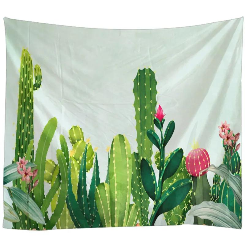 Cactus Decor Tapestry Watercolor Printed Wall Hanging Bedroom Living Room Dorm Tapestry Beach ThrowTable RunnerCloth
