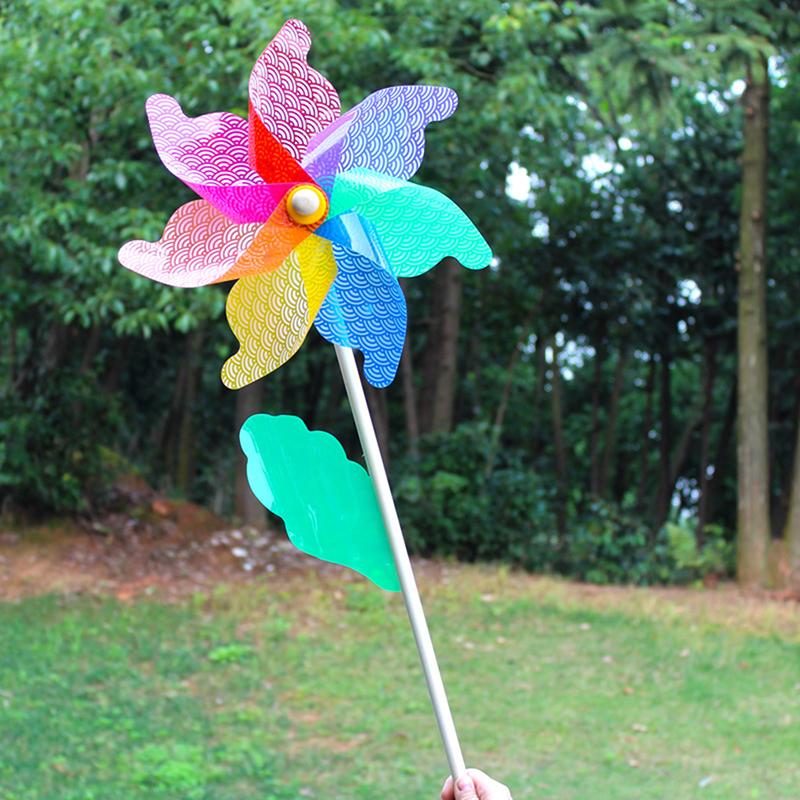 Beautiful 32Cm Wood Garden Yard Party Windmill Wind Spinner Ornament Decoration