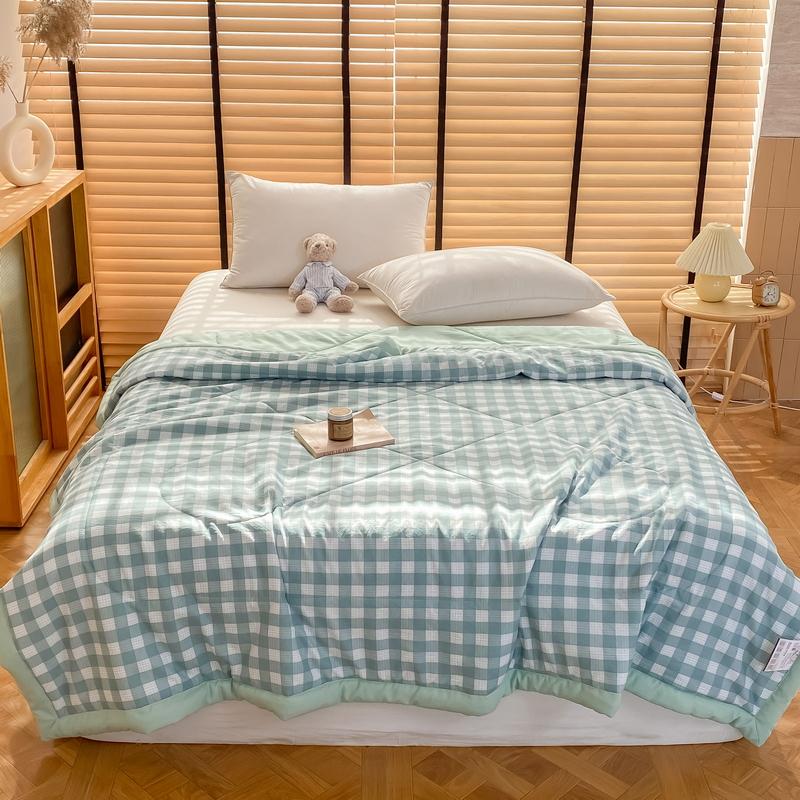 

Одеяло в японском стиле для лета Клетчатое летнее покрывало для кроватей Одинарное/Королевское/Королевское полосатое летнее одеяло и одеяла Кровать 150x200cm 59x78inch