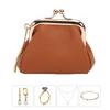   Vintage Change Purse PU Leather Wide Opening Tiny Wallet Jewelry   for Lipstick