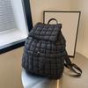 Women Backpack 18L Large Capacity Great Load Bearing Bubble Check Texture Outer Water Bottle Umbrella Pouch Drawstring Closure Wear-resistant