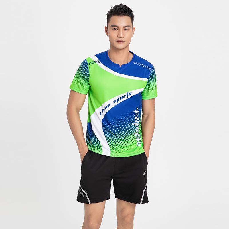 Badminton Clothes Outfit Short-Sleeved Mens and Womens Running Top Red Blue Green Table Tennis Athleticwear Quick-Drying