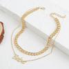 Hip Hop Chain Double Layered Stacking Necklace Light Luxury Niche Design Cold Wind Net Red Hundred Matching Sweater Chain Collarbone Chain Female