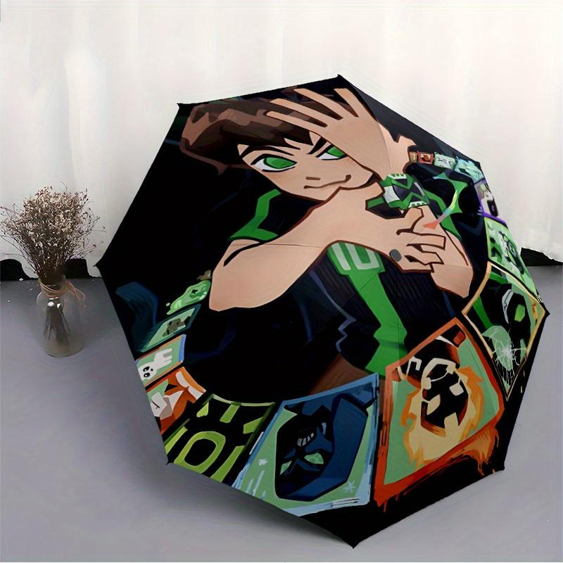 Ben 10 Automatic Open/Close Umbrella   Compact Travel Umbrella, 8 Rib Heavy Duty Construction, Ideal Gift, 108