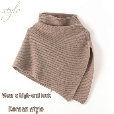 Korean Style Cashmere Knitted Shawl Cape – Warm Winter Fashion Accessory