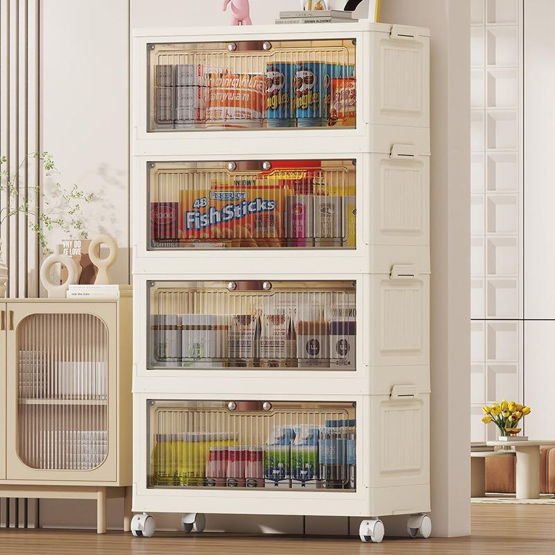 Fold & Store Cabinet: Multi-Use Plastic Organizer with Doors, for Bedroom, Kitchen, Dorm - Quick Setup, No Tools Needed