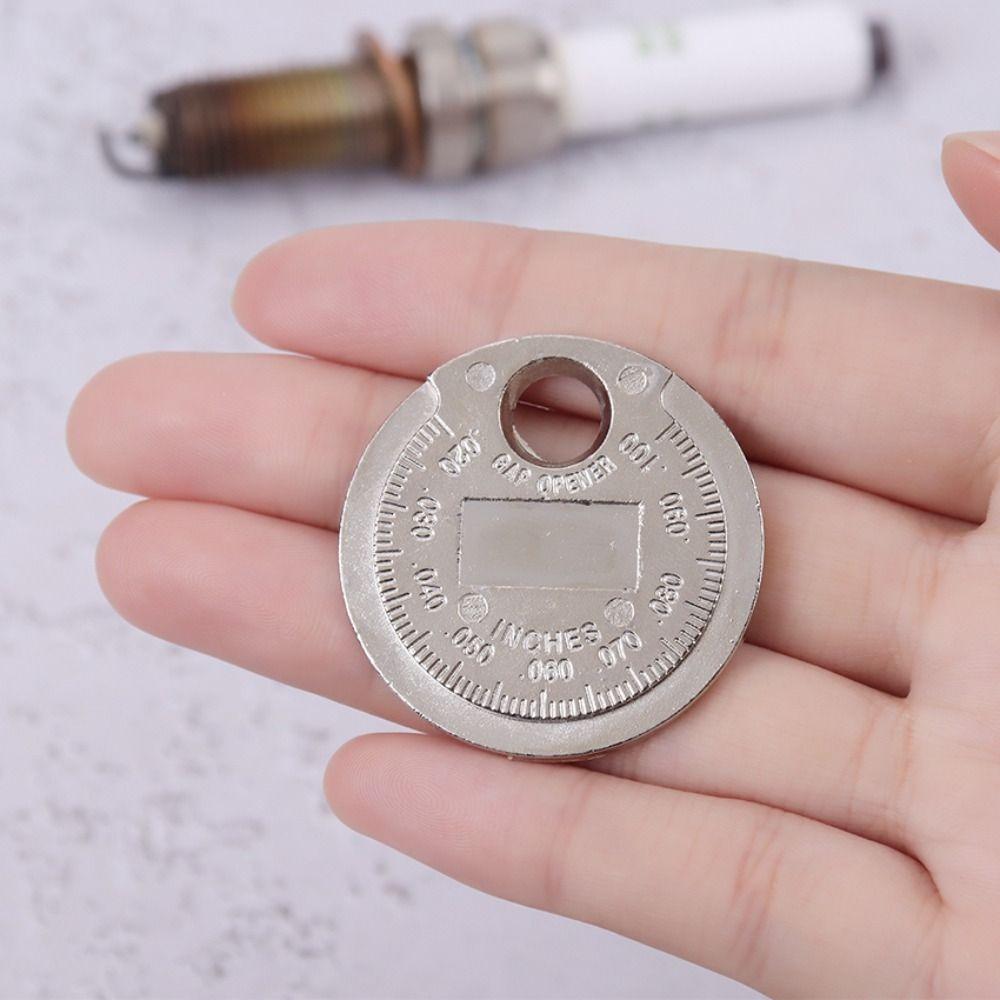 0.6-2.4mm Range Spark Plug Gap Gauge Tool Coin-Type Caliber Measuring Tool Gage Gap Feeler