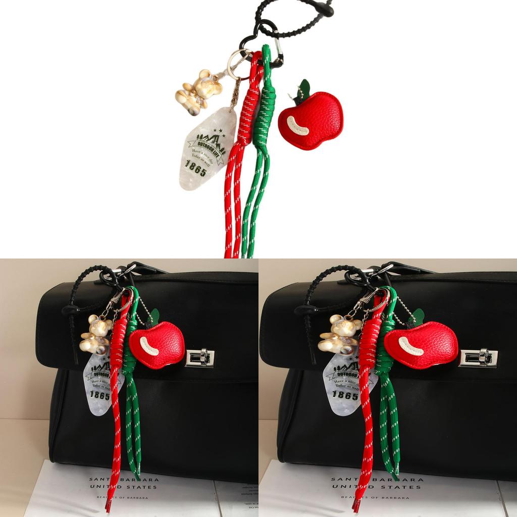 Apple Bag Charm With Cute Bear And Fruit Decor For Fashion Accessories Spring