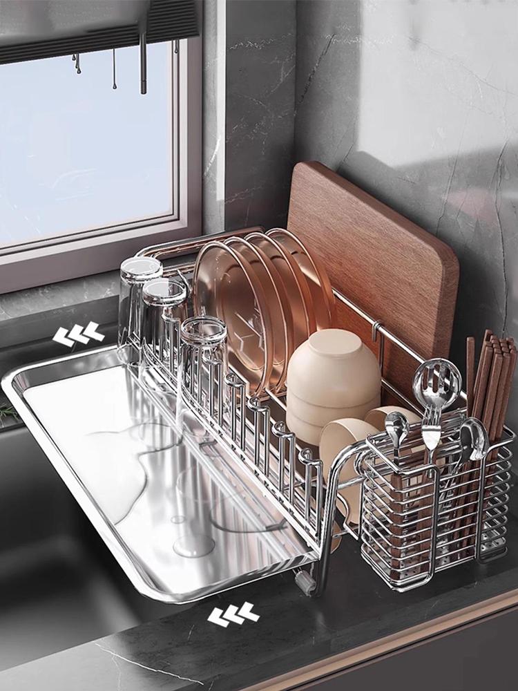 Geschirr Abtropfgestell Halter 304 Edelstahl Schüssel Abtropfer Geschirr Tasse Trockengestell Küchenzubehör Aufbewahrung Organizer Regal