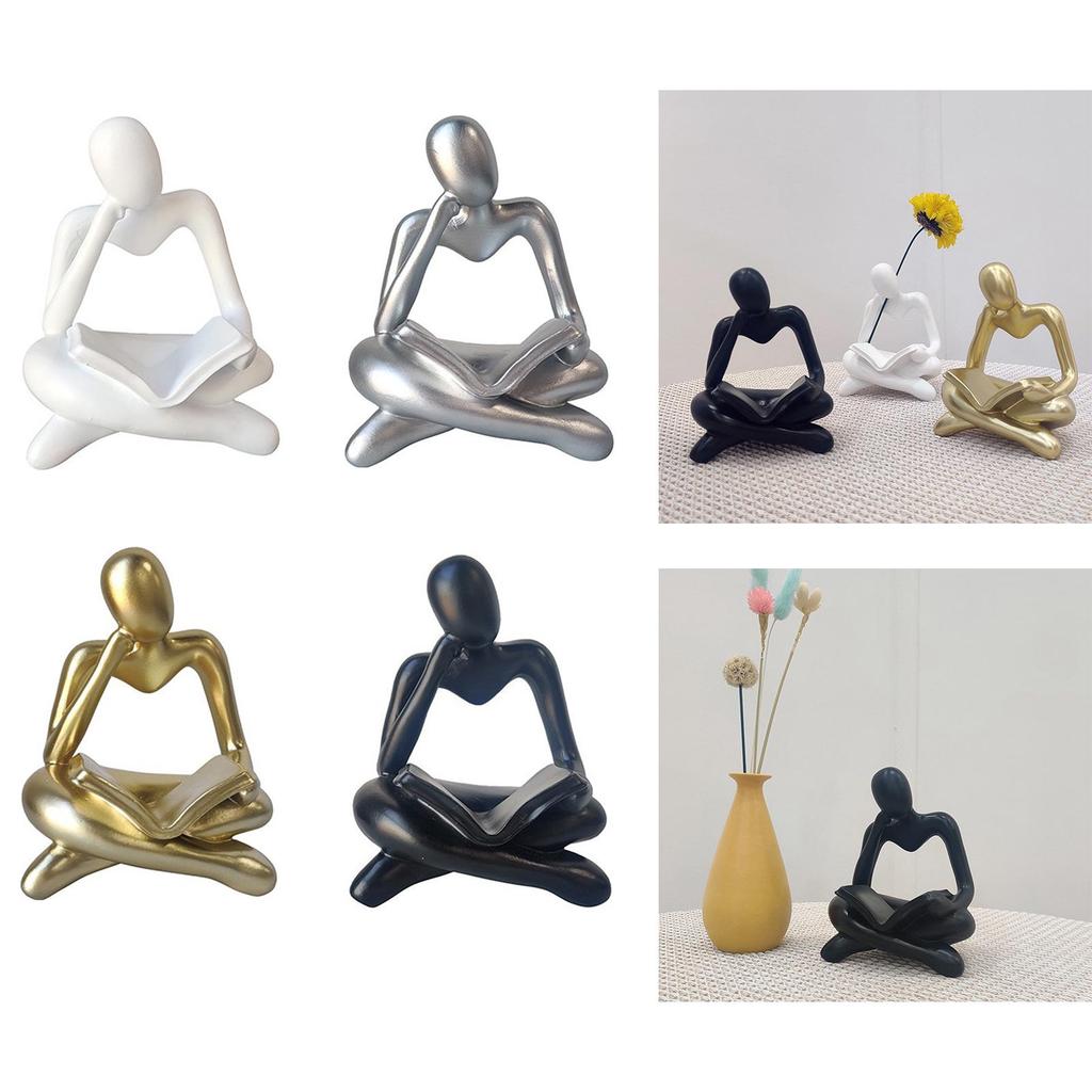 Nordic Style Abstract Thinker Statue Tabletop Collectable Shelf Creative Human Figurine for Cafe Holiday Decorations Home Office