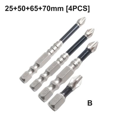 3/4/5pcs Anti Slip Screwdriver Bit Set High Hardness Cross Magnetic PH2 Screwdriver Bit Alloy Steel Anti-Slip Drill Bits Tools