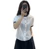 French Hollow Embroidery Short Sleeve Summer Blouse - Casual, Versatile Jacquard Loose Fit