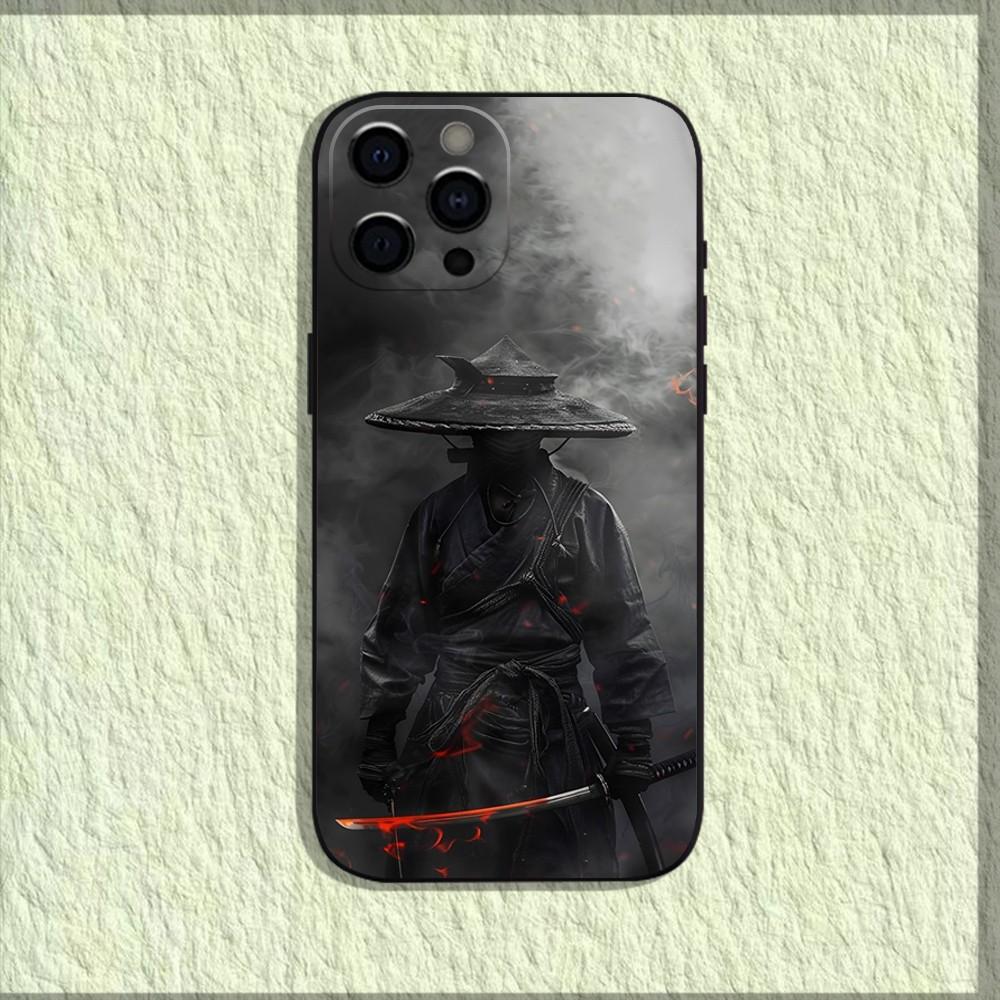 Japanese Bushido Samurai Phone Case For iPhone 16,15,14,13,12,11,Pro,X,XS,Max,XR,Plus,Mini Soft Black Cover