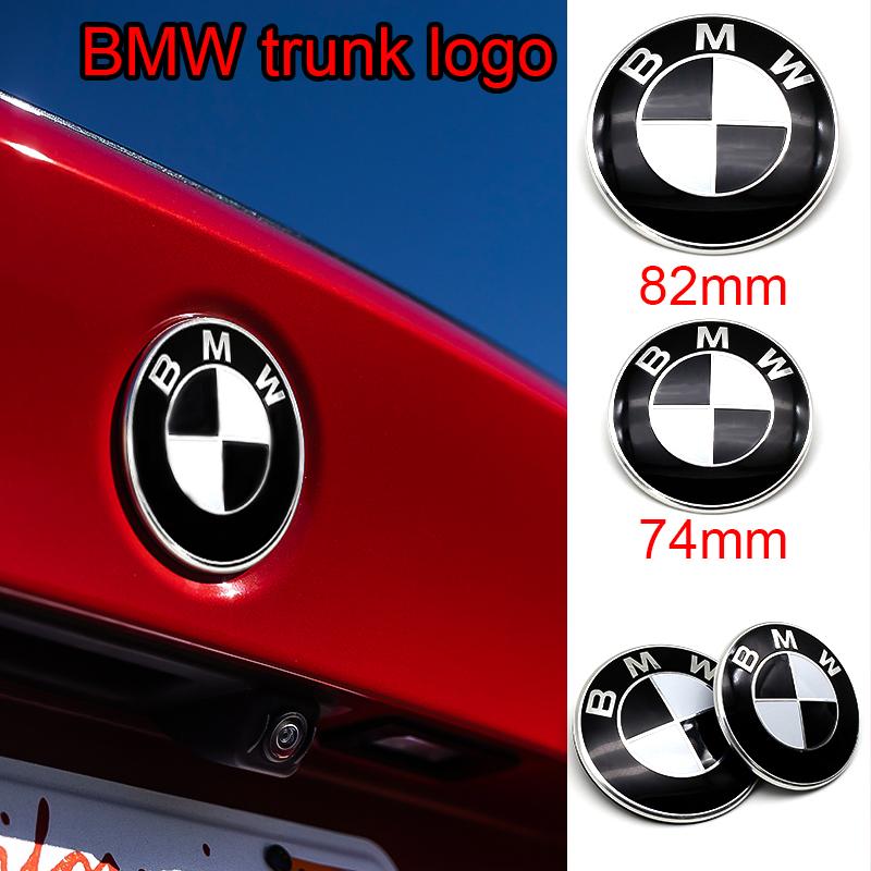 Car Black White BMW Logo Front Hood Emblem 82mm Rear Badge 74mm Wheel Hub Cap 68mm 56mm steering wheel sticker 45mm Accessories